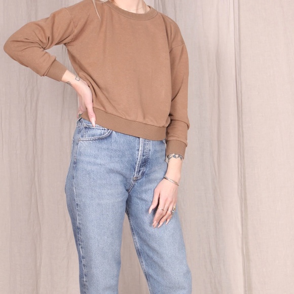 Jungmaven Crux Cropped Terry Sweatshirt / Sweater in Coyote, Size XS - Picture 4 of 14